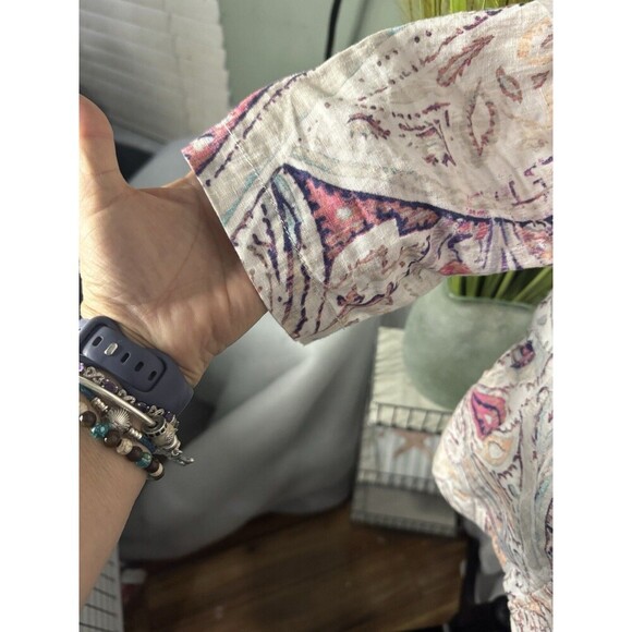 Chicos Women’s 1 US M Shacket Jacket Pink Parley Pockets Full Zip 100% Linen - Picture 5 of 10